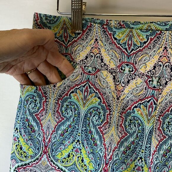Coconut Row Palm Beach Multicolor Paisley Tummy Slimming Bermuda Shorts Size 12 - Picture 4 of 15